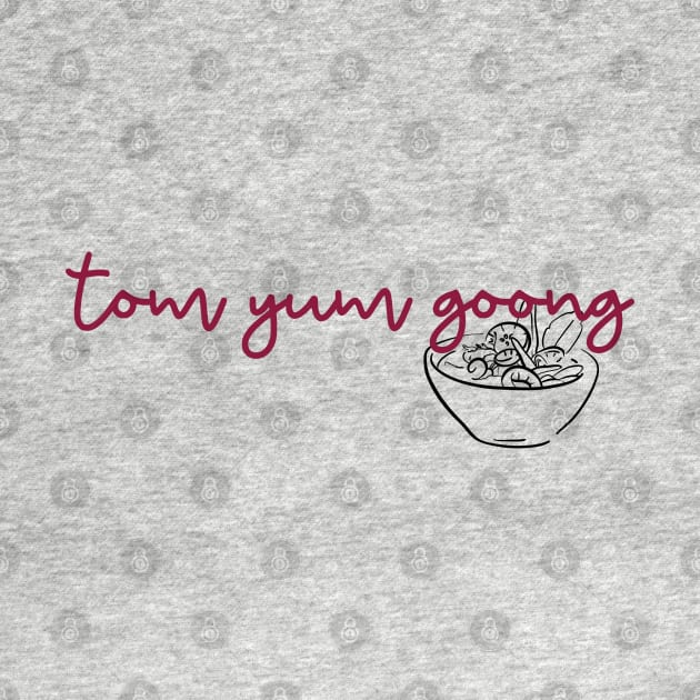 tom yum goong - maroon red - with sketch by habibitravels